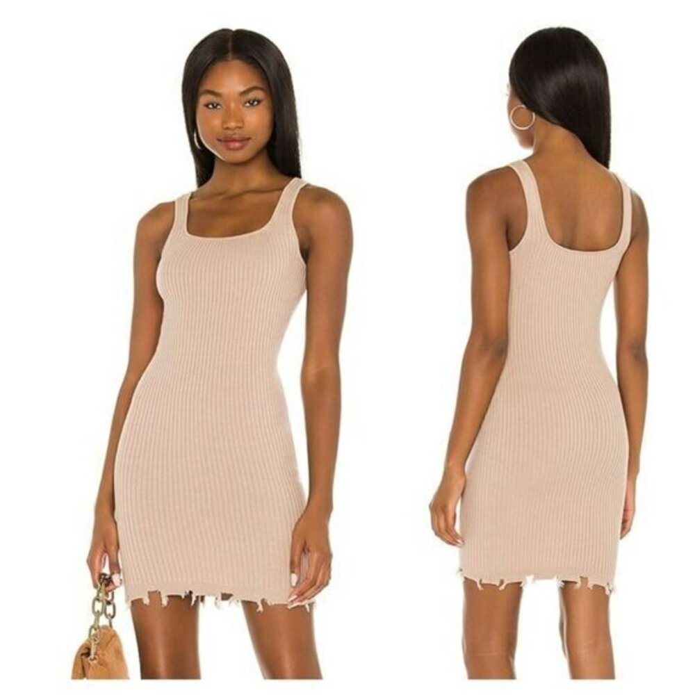 NBD Anona Distressed Tank Dress - Taupe